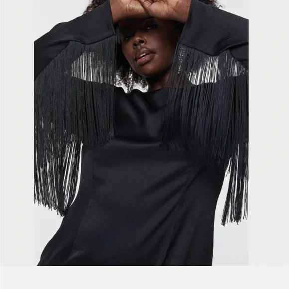 ✂️ H&M Black Long Sleeve Fringe Dress - Picture 9 of 11